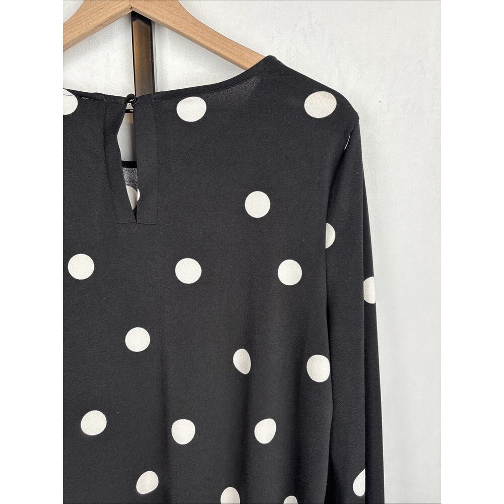 Adrianna Papell Women’s Large Black Polka Dot Blouse 3/4 Sleeve Career Flowy NEW - Picture 10 of 15